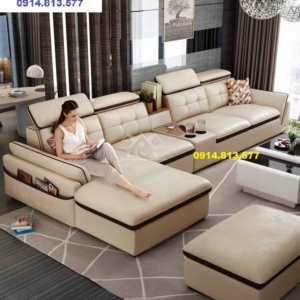 Sofa da góc L phòng khách