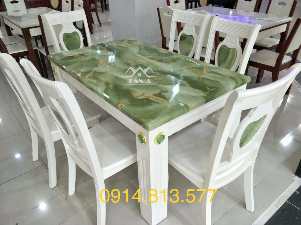 bộ bàn ăn mặt đá cẩm thạch 6 ghế gỗ sồi nhập khẩu đài loan giá rẻ đẹp hiện đại