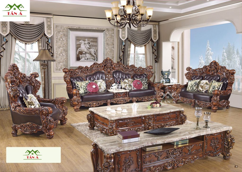 Bộ bàn ghế sofa da bò thật nhập khẩu malaysia, sofa tân cổ điển đẹp hàng nhập khẩu đài loan