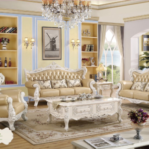 Bộ bàn ghế sofa da tân cổ điển nhập khẩu cao cấp