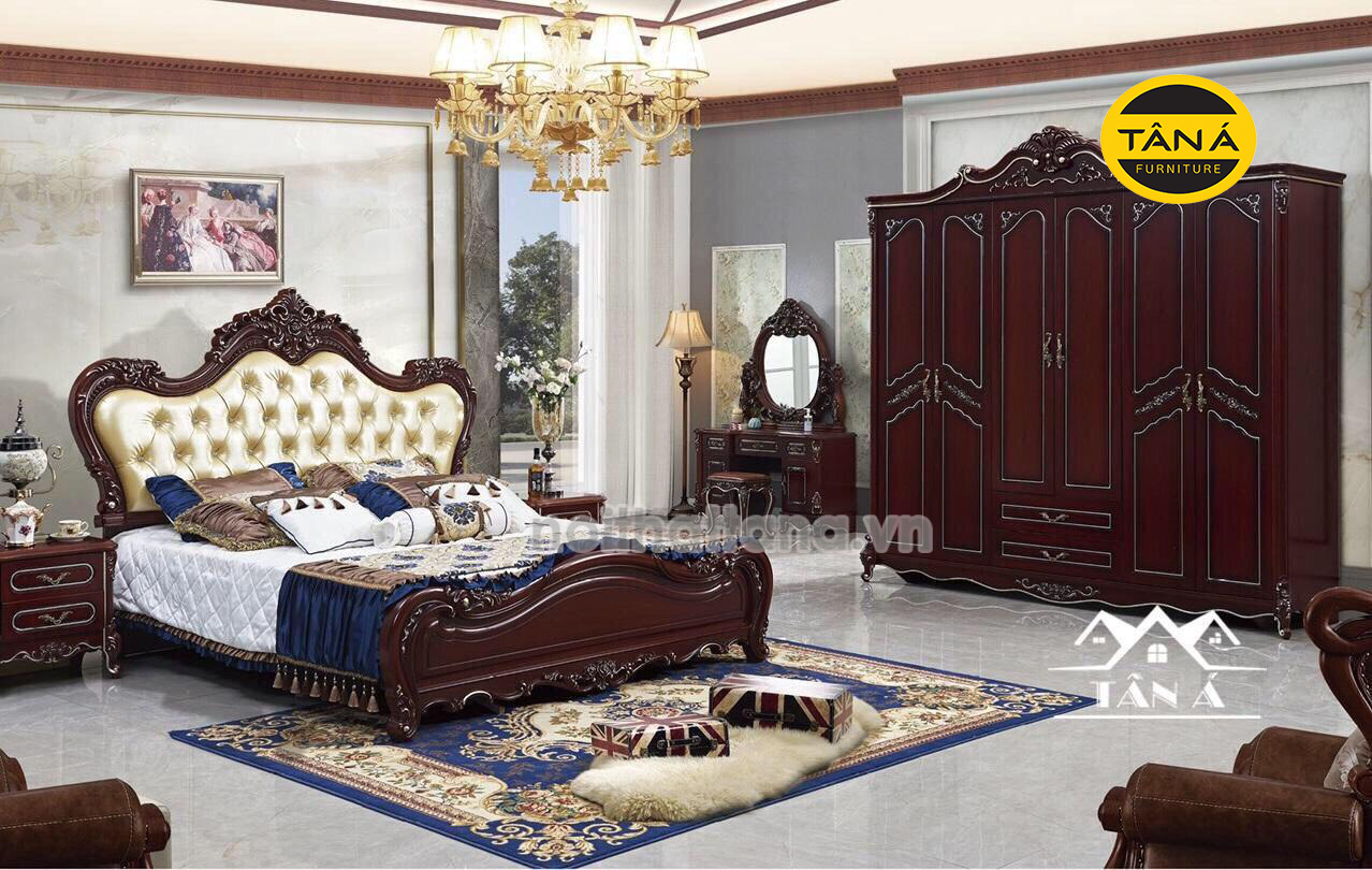 Bộ giường ngủ tân cổ điển giá rẻ, Hàng cao cấp nhập khẩu Đài Loan