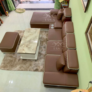 sofa da phòng khách đẹp hiện đại