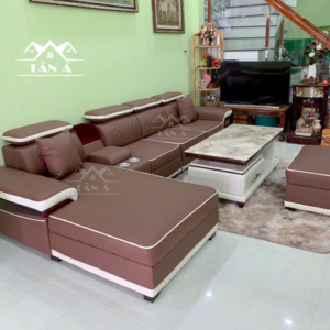 mẫu bộ bàn ghế sofa da công nghiệp giá rẻ đẹp hiện đại góc l cho phòng khách chung cư