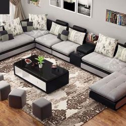 mẫu ghế Sofa vải Nỉ Bố góc L giá rẻ cho phòng khách chung cư nhỏ đẹp hiện đại