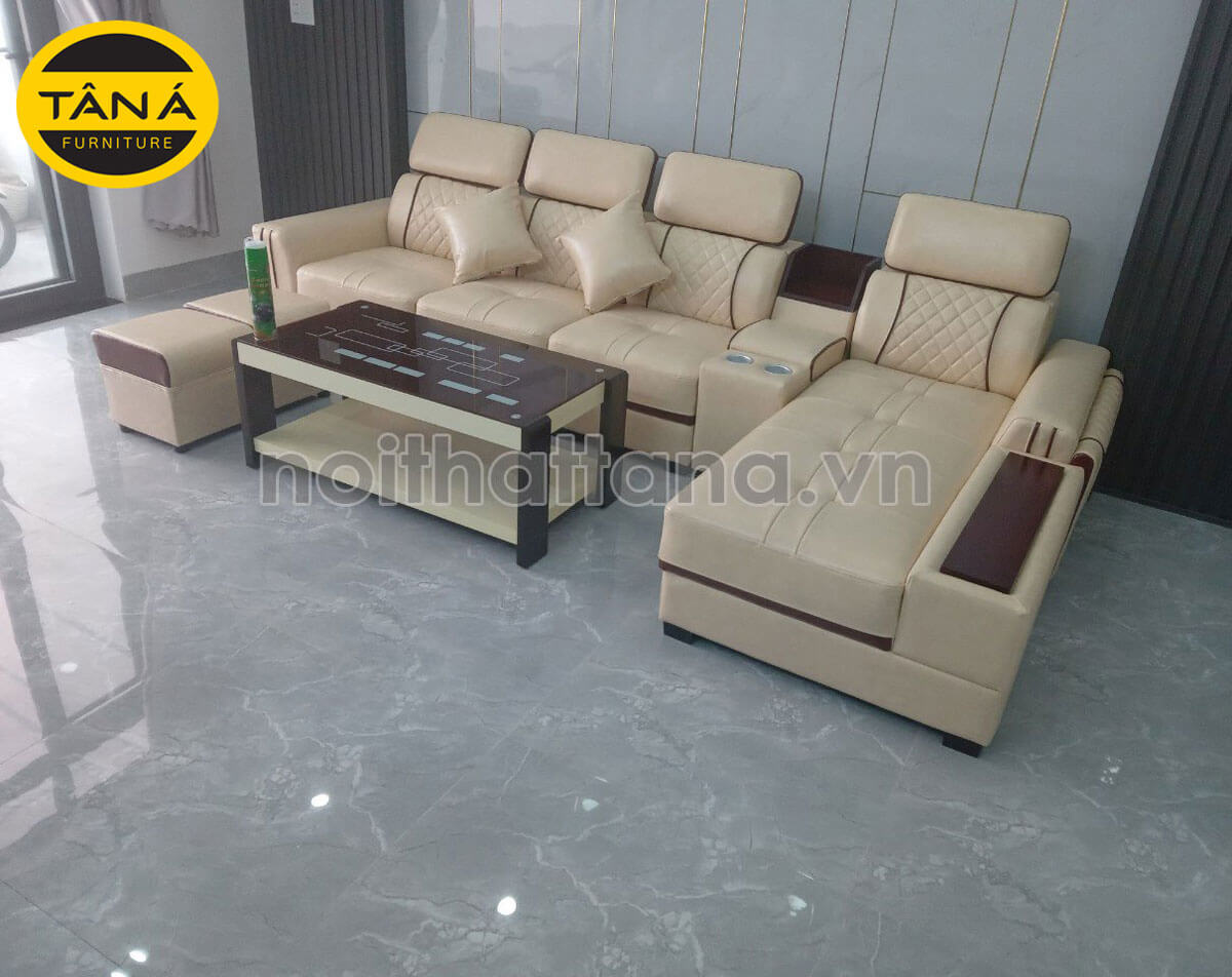 mẫu Ghế sofa da cho phòng khách nhỏ gọn