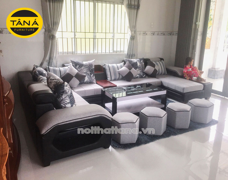 Sofa vải bố cao cấp phòng khách hiện đại