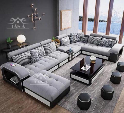 mẫu bàn ghế sofa vải nỉ bố nhung đẹp giá rẻ cho phòng khách căn hộ chung cư nhỏ đẹp hiện đại góc chữ L