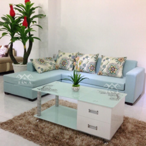 Mẫu ghế sofa vải nỉ nhung giá rẻ đẹp hiện đại cho phòng khách góc L
