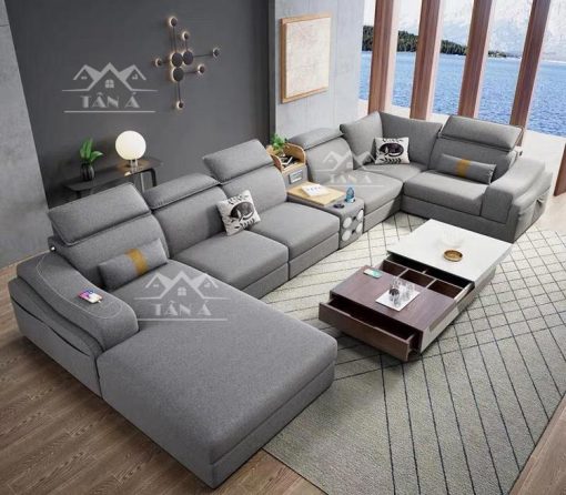 mẫu bàn ghế sofa vải nỉ bố nhung đẹp giá rẻ cho phòng khách căn hộ chung cư nhỏ đẹp hiện đại gốc l