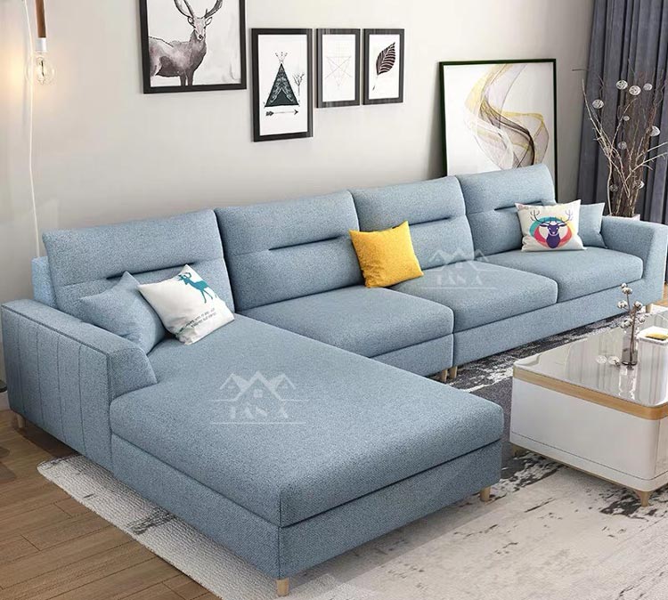 mẫu ghế sofa vải đẹp giá rẻ cho phòng khách căn hộ chung cư nhỏ đẹp hiện đại góc l