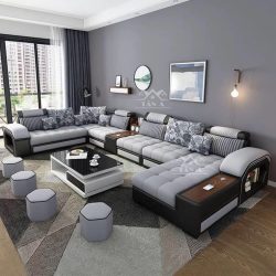 bộ bàn ghế sofa vải đẹp cao cấp góc l