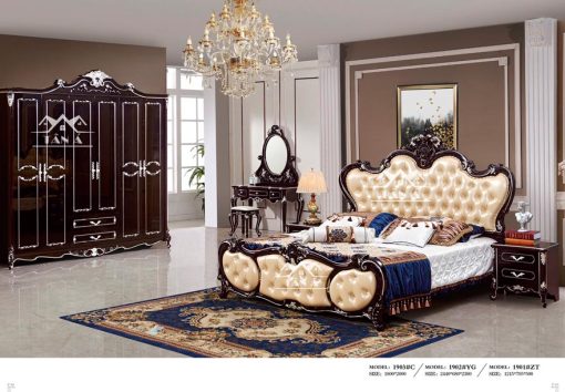 Các mẫu combo bộ giường tủ đẹp giá rẻ, giường ngủ tân cổ điển gỗ sồi nga công nghiệp mdf bàn phấn trang điểm nhập đài loan