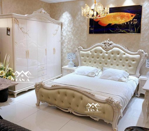 Bộ giường tủ cho phòng ngủ tân cổ điển đẹp hàng nhập khẩu đài loan, bàn trang điểm Tân cổ điển nhập khẩu TA-M39