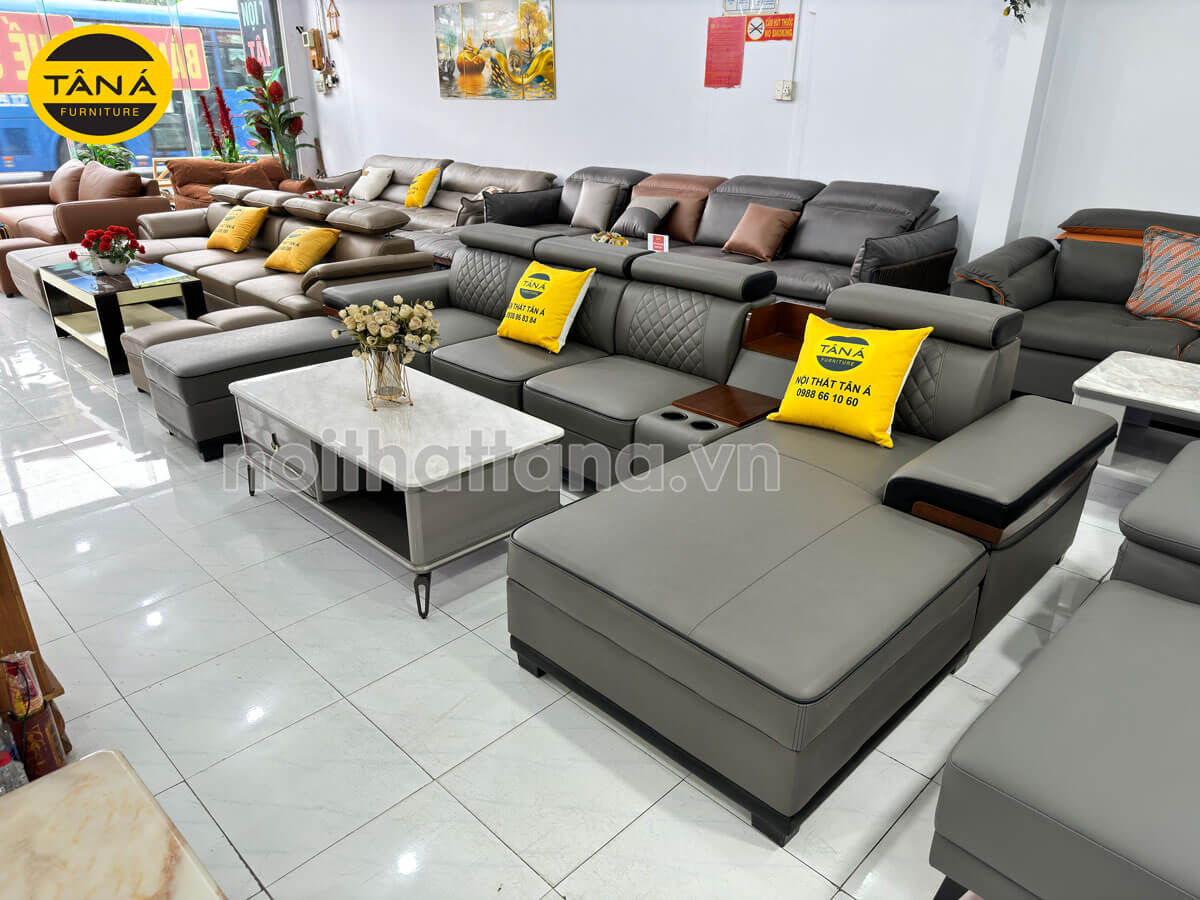Sofa Da Cao Cấp H06 Góc L Cho Phòng Khách Hiện Đại