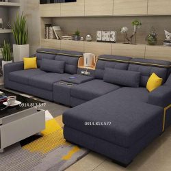 mẫu bàn ghế sofa vải nỉ bố nhung đẹp giá rẻ cho phòng khách căn hộ chung cư nhỏ đẹp hiện đại góc l