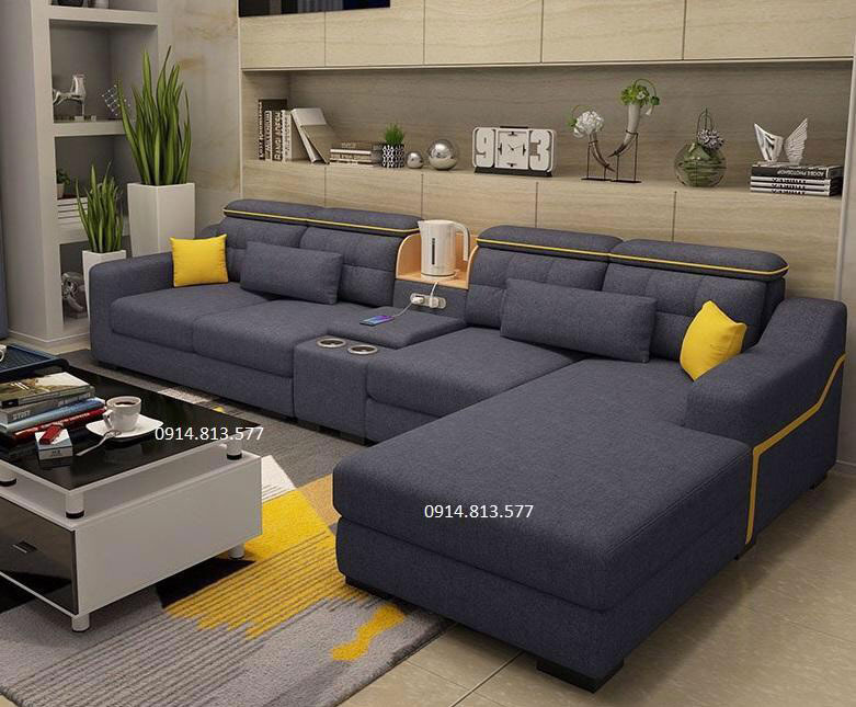 mẫu bàn ghế sofa vải nỉ bố nhung đẹp giá rẻ cho phòng khách căn hộ chung cư nhỏ đẹp hiện đại góc l