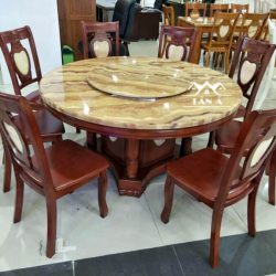 Bộ Bàn Ăn Tròn Mặt Đá Xoay 8 Ghế Hiện Đại BA78