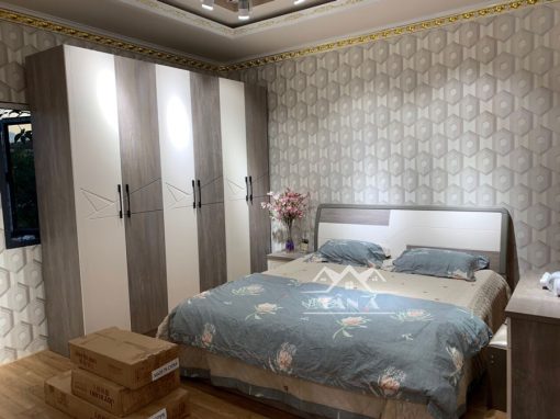 mẫu giường tủ phòng ngủ giá rẻ đẹp hiện đại nhập khẩu đài loan, giường ngủ gỗ công nghiệp gỗ sồi