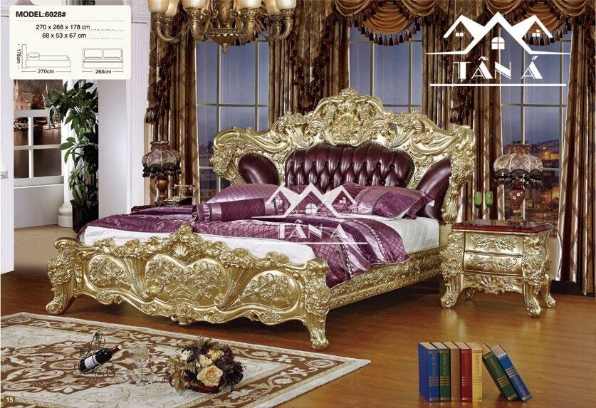 Giường ngủ dát vàng hoàng gia mạ vàng