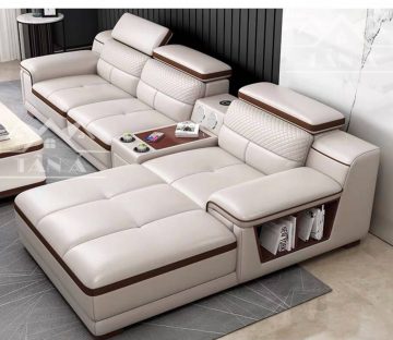 ghế sofa da hàn quốc, sofa màu trắng cho phòng khách hiện đại