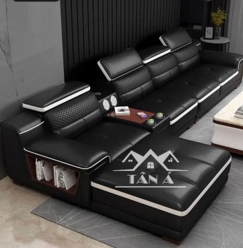 ghế sofa da hàn quốc màu đen, sofa phòng khách nhỏ gọn giá rẻ