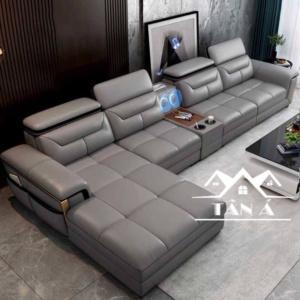 Sofa Da Hàn Quốc Góc L Cao Cấp N45 Tay Vuông Sang Trọng