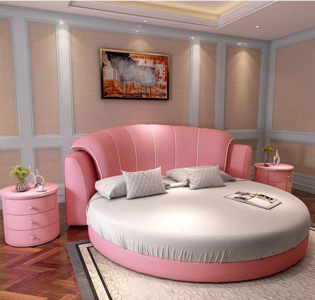 Giường không chân tròn hồng