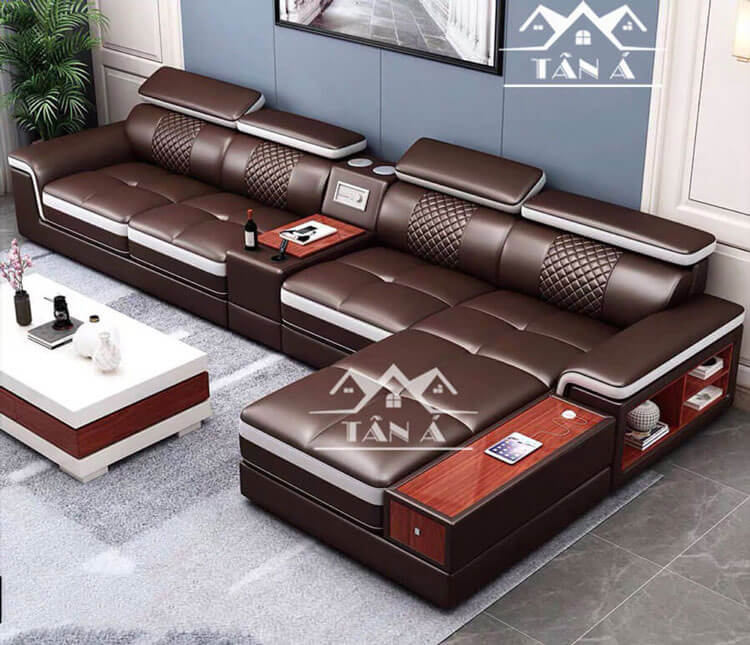 Sofa Da Hàn Quốc Góc L Cao Cấp N41 Phong Cách Sang Trọng