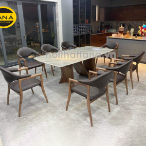 Bộ Bàn Ăn 2,1m 8 Ghế Gỗ Sồi Cao Cấp BA-T09#043