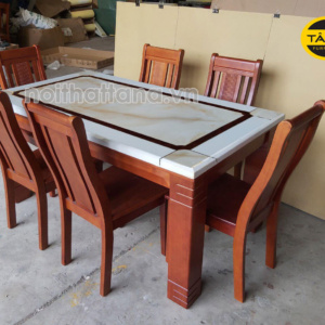 Bộ Bàn Ăn 6 Ghế Gỗ Sồi Đẹp Hiện Đại BA38