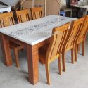 Bộ Bàn Ăn 6 Ghế Gỗ Sồi BA68 Mặt Đá Hiện Đại