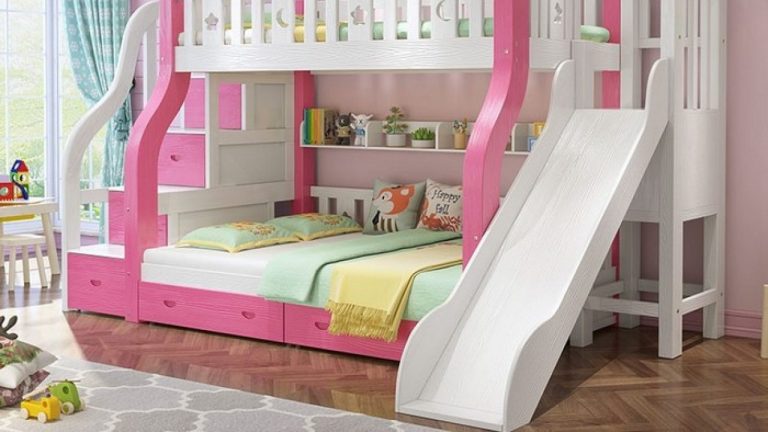 mẫu giường tầng trẻ em gái màu hồng dễ thương nhất