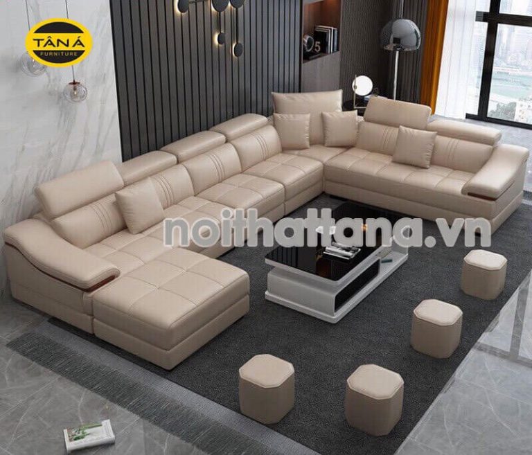 Ghế sofa da màu be Hàn Quốc