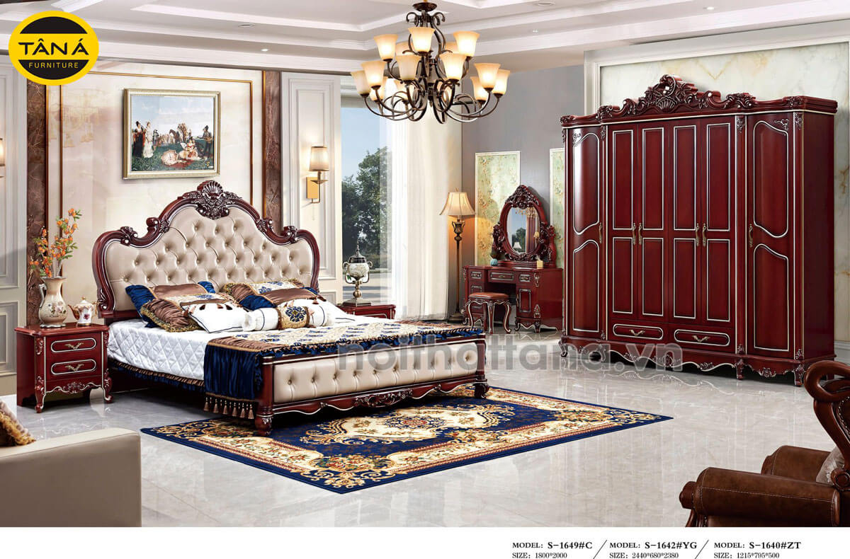Bộ giường tủ tân cổ điển nhập khẩu đài loan TA-S1649 giá rẻ Lâm Đồng
