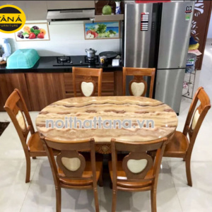 Bộ bàn ăn oval 8 ghế gỗ sồi hiện đại