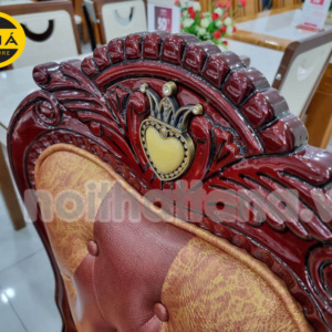 Bộ Bàn Ăn Tròn Mâm Xoay Tân Cổ Điển BA28 Mặt Đá 6 Ghế Gỗ Sồi Cao Cấp