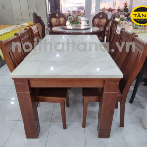 Bộ Bàn Ăn Mặt Đá Khung Gỗ 6 Ghế Hiện Đại BA39 Nhập Khẩu