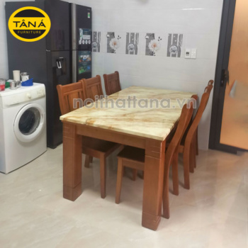 Bộ Bàn Ăn 6 Ghế Gỗ Sồi BA49 Hiện Đại