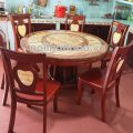 Bộ Bàn Ăn Tròn Mặt Đá Xoay Gỗ Sồi 6 Ghế BA77