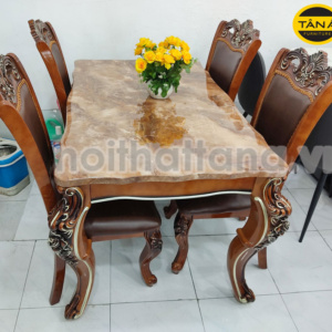 Bộ bàn ăn mặt đá 6 Ghế Tân Cổ Điển giá rẻ nhập khẩu đài loan BA80