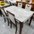 Bộ Bàn Ăn 6 Ghế Gỗ Sồi Mặt Đá Trắng Đẹp Tinh Tế BA89