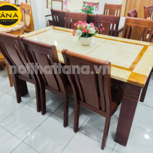 Bộ bàn ăn 6 ghế gỗ sồi mặt đá hiện đại BA45
