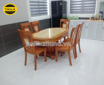 Bộ Bàn Ăn Mặt Đá Oval 6 Ghế Hiện Đại BA01