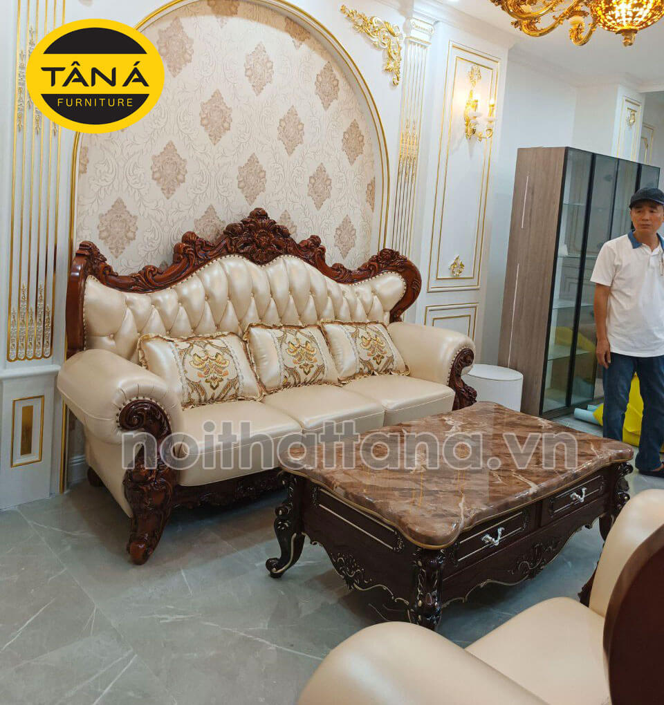 Mẫu bàn trà sofa mặt đá gỗ công nghiệp tân cổ điển nhập khẩu đài loan