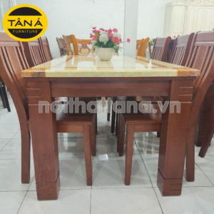 Bộ bàn ăn 6 ghế gỗ sồi mặt đá hiện đại BA45