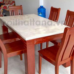 Bộ Bàn Ăn Mặt Đá Khung Gỗ 6 Ghế Hiện Đại BA39 Nhập Khẩu