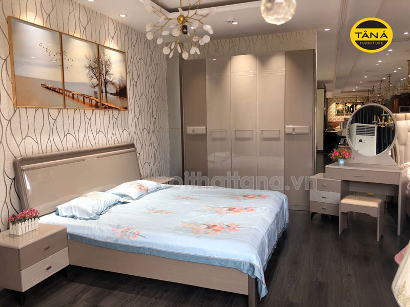 Kích giường ngủ 1,8 x 2m, giường tủ hiện đại nhập khẩu Đài Loan