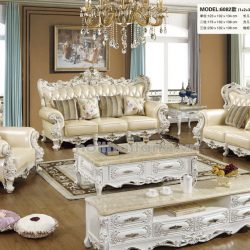 Sofa Da Bò Tiếp Xúc Tân Cổ Điển Cao Cấp Nhập Khẩu TA-6082