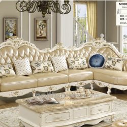 Sofa Góc Tân Cổ Điển Da Bò Tiếp Xúc TA-6097A