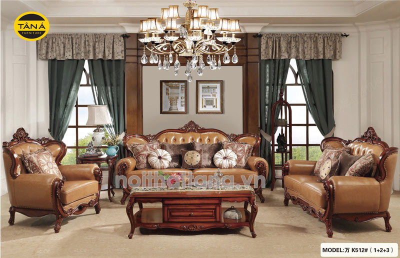 Ghế sofa da phong cách tân cổ điển đẹp nhập khẩu đài loan